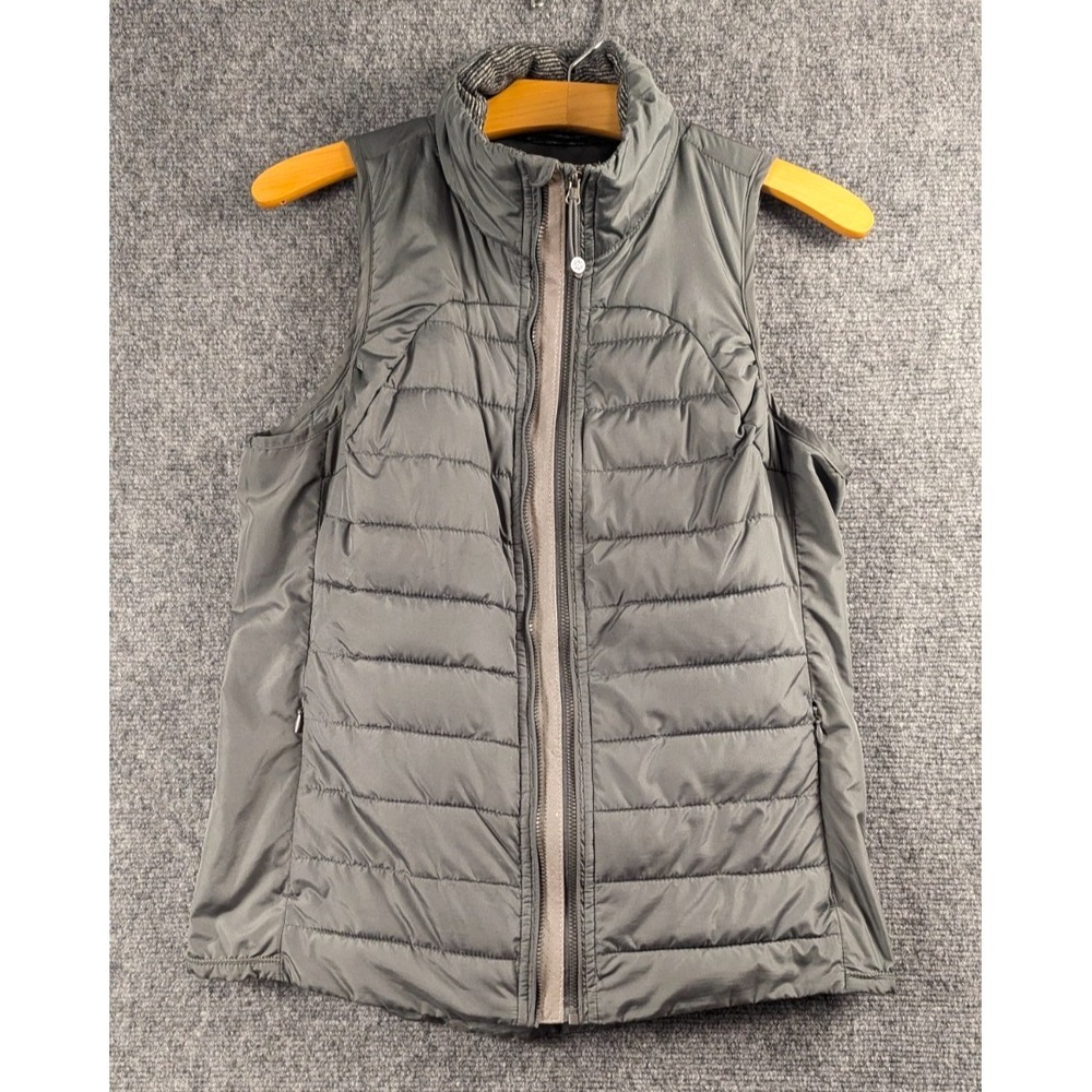 Tangerine Women's Quilted Puffer Vest Gray Full Zip Lightweight  Size S